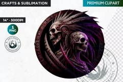 Native American God Spirit of death clipart, Round PNG Product Image 1