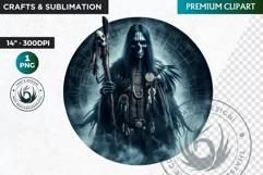 Native American God Spirit of death clipart, Round PNG Product Image 1