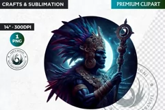 Native American God Spirit of death clipart, Round PNG Product Image 1