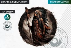 Native American God Spirit of death clipart, Round PNG Product Image 1