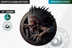 Native American God Spirit of death clipart, Round PNG Product Image 1