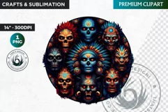 Native American God Spirit of death clipart, Round PNG Product Image 1