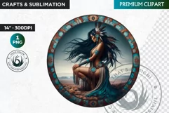Native American God Spirit of death clipart, Round PNG Product Image 1