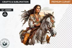 Native spirit Cowgirls clipart, Western fashion clipart Product Image 1
