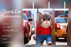 20 OZ Cute cat with roses bouquet Product Image 1