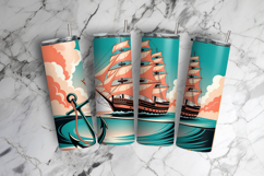 Vintage Nautical Clipper Ship Wrap | 20 oz Skinny Tumbler Product Image 6