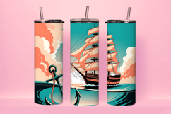 Vintage Nautical Clipper Ship Wrap | 20 oz Skinny Tumbler Product Image 8