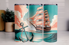 Vintage Nautical Clipper Ship Wrap | 20 oz Skinny Tumbler Product Image 5