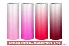 Ombre Tumbler Wrap| Pink Red Gradient Tumbler Sublimation Product Image 1