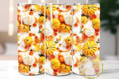 3D Pumpkins Fall 20 oz Skinny Tumbler Wrap Sublimation PNG Product Image 1