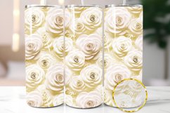 3D Cream Roses 20 oz Skinny Tumbler Wrap Sublimation PNG Product Image 1