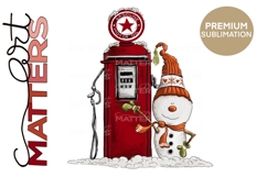 Vintage Gas Pump Snowman - 300 DPI - Hand Painted Product Image 3