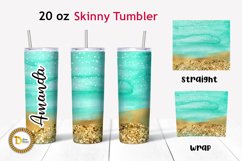 9 Colorful Watercolor Gold Glitter 20 Oz Skinny Tumbler PNG Product Image 8