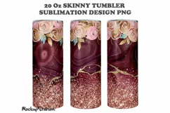 Pink Glitter Tumbler Wrap Design Sublimation PNG I Floral Product Image 2