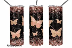 Butterfly Tumbler Wrap | Summer Glitter Tumbler Design PNG Product Image 1