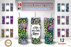 12 Colorful Leopard Print 20 Oz Skinny Tumbler Bundle Product Image 1