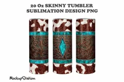 Western Cowhide 20oz Skinny Tumbler Sublimation Design PNG Product Image 2