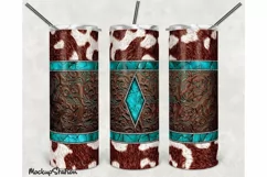Western Cowhide 20oz Skinny Tumbler Sublimation Design PNG Product Image 1
