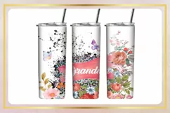 Watercolor Flowers brush Tumbler Sublimation Wrap Product Image 1