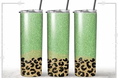 Faux Glitter Leopard Coffee Love 20oz Skinny Coffee Tumbler Product Image 1