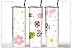 Daisy Flowers 20oz Skinny Coffee Tumbler Sublimation Wrap Product Image 1