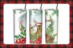 Reindeer Christmas watercolor tumbler wrap Product Image 1