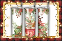 Christmas Watercolor Flowers Sublimation Tumbler Wrap Product Image 1