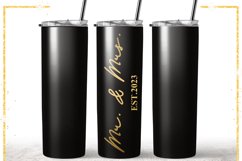 Mr and Mrs Wedding Black Elegant Coffee Tumbler Wrap Product Image 1