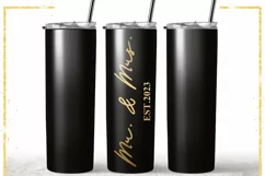 Mr and Mrs Wedding Black Elegant Coffee Tumbler Wrap Product Image 1
