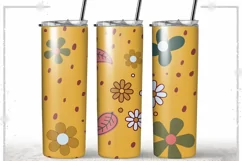 Daisy Flowers 20oz Skinny Coffee Tumbler Sublimation Wrap Product Image 1