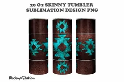 Leather Tumbler Sublimation Design PNG| Western 20oz Skinny Product Image 2