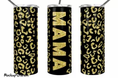 Mama Tumbler | Mother's Day Tumbler | Leopard Gold Glitter Product Image 1