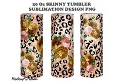 Leopard Tumbler Design PNG | Floral Rose Gold Tumbler Wrap Product Image 2