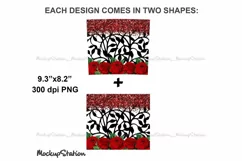 Red Roses Tumbler Wrap PNG, Valentine Glitter Sublimation Product Image 3