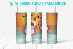 20 0Z Tumbler Sublimation design PNG / Flamingo Christmas Product Image 1