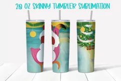 20 0Z Tumbler Sublimation design PNG / Flamingo Christmas Product Image 1