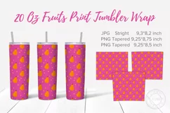 20 oz skinny tumbler sublimation design - pear fruit PNG Product Image 1
