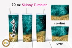 9 Colorful Watercolor Gold Glitter 20 Oz Skinny Tumbler PNG Product Image 10