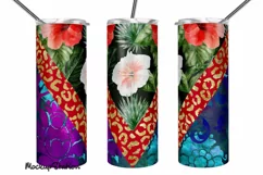 Summer Tumbler Wrap | Tropical Floral Tumbler Design PNG Product Image 1