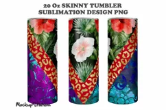 Summer Tumbler Wrap | Tropical Floral Tumbler Design PNG Product Image 2