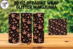 20 OZ Straight Tumbler Marijuana Glitter Leaves Product Image 8
