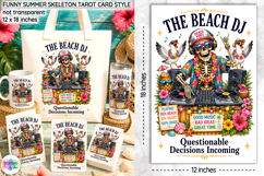 Funny Summer Skeleton Tarot Card Design, Beach DJ Skeleton Product Image 1