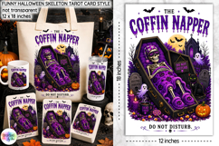 Funny Halloween Tarot Card, Funny Coffin Napper Skeleton PNG Product Image 1