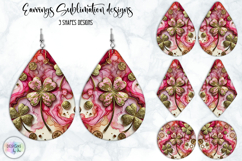 St. Patrick’s Day Earrings Sublimation, Lucky Clover Art Product Image 1