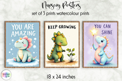 Dinosaur Affirmation Nursery Wall Art, Inspirational Prints Product Image 1