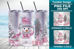 Pink Christmas snowman 20oz tumbler wrap design Product Image 1