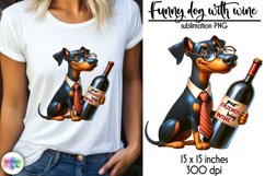 Funny Dog Sublimation, Great Friends Bring Wine Funny Print Product Image 1