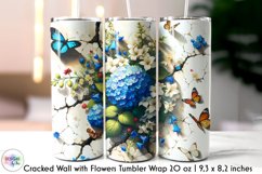 3D Cracked Wall Flowers Tumbler Wrap, Floral Tumbler Design Product Image 1