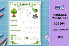 Letter t trace printable alphabet tracing worksheet Product Image 1