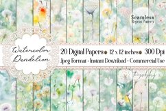 20 Seamless Watercolor Dandelion Digital Papers Product Image 1